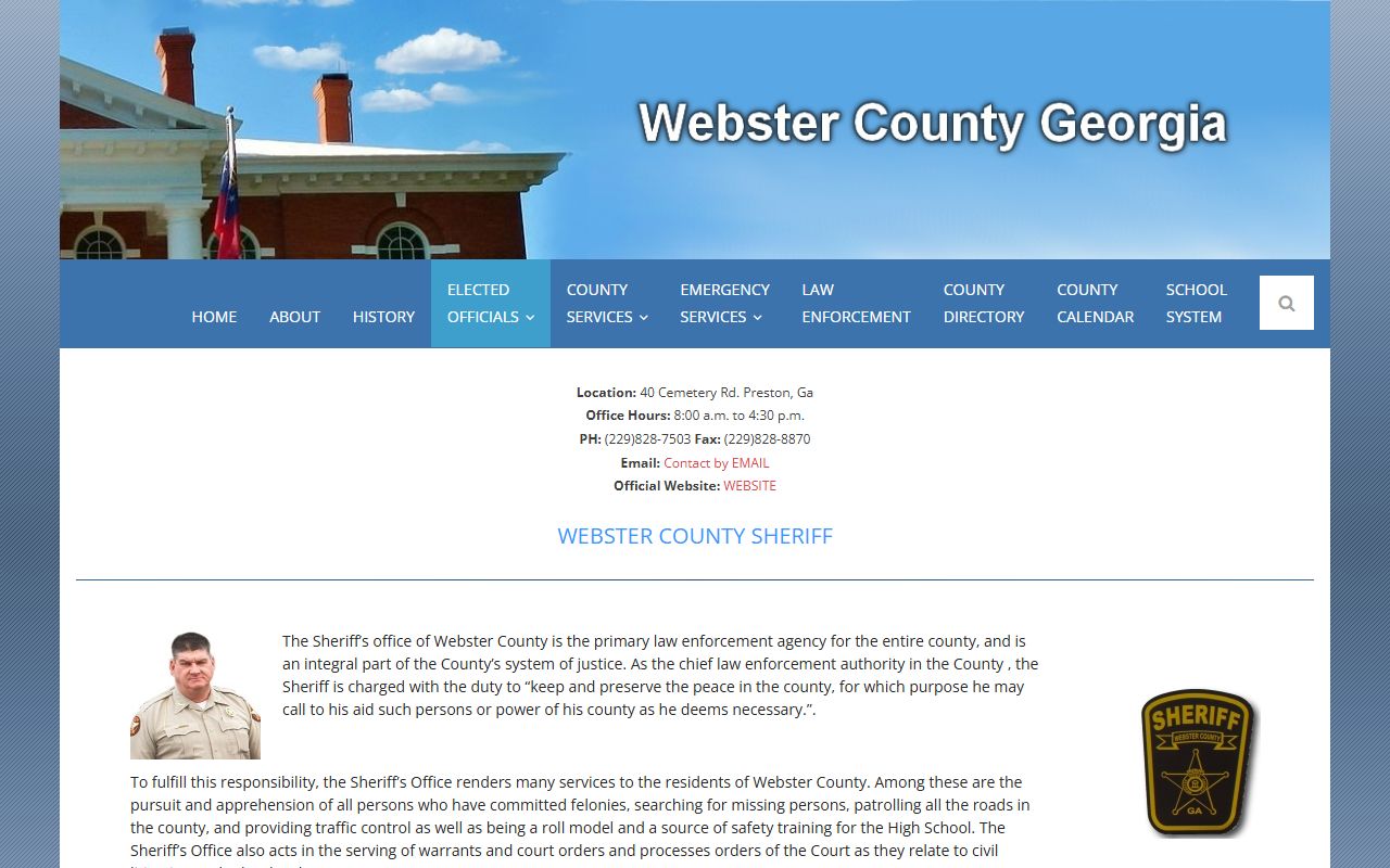 Webster County Jail inmate lookup sheriff county page