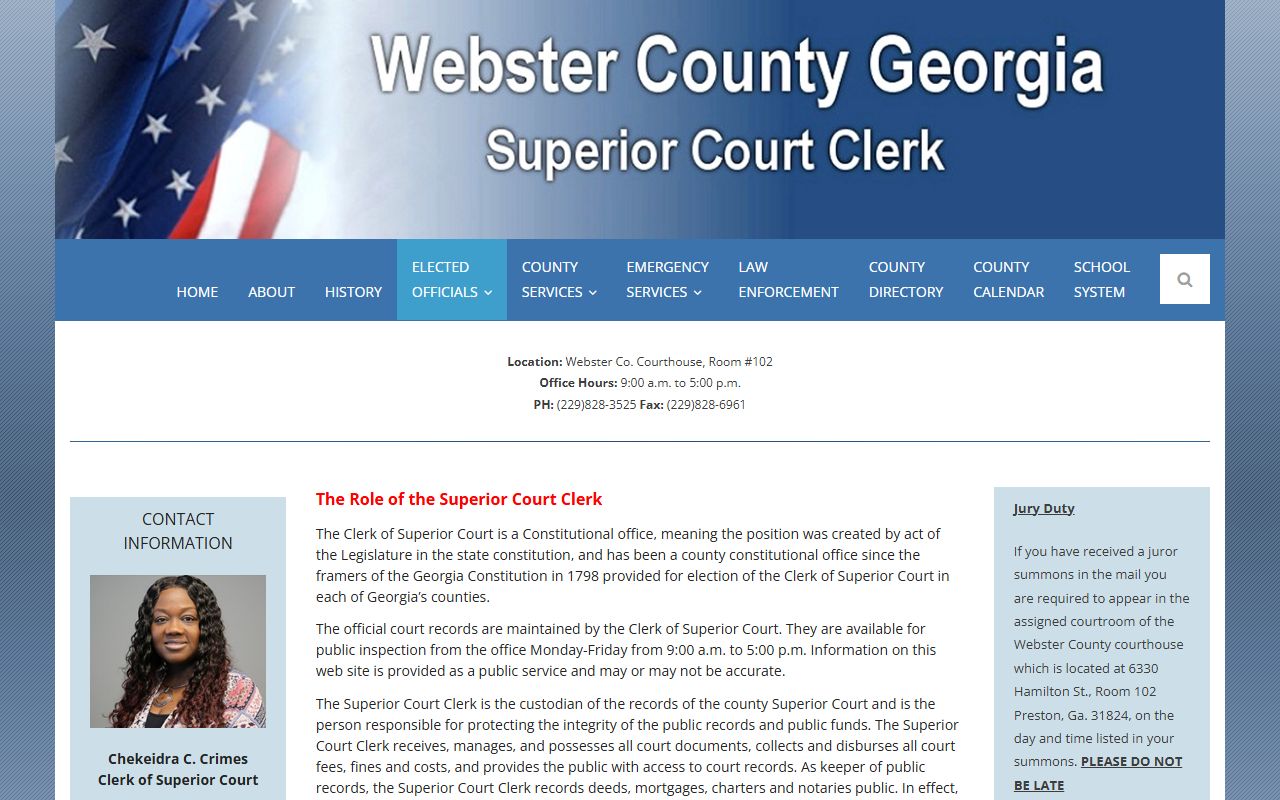 Webster County court records after jail arrest Superior Court Clerk access